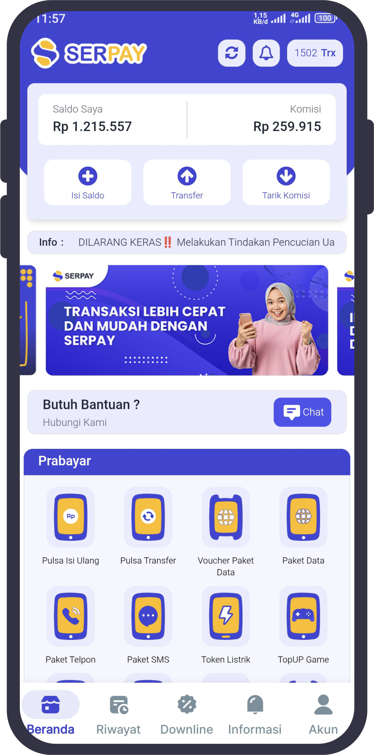 Tampilan Aplikasi Serpay di Ponsel